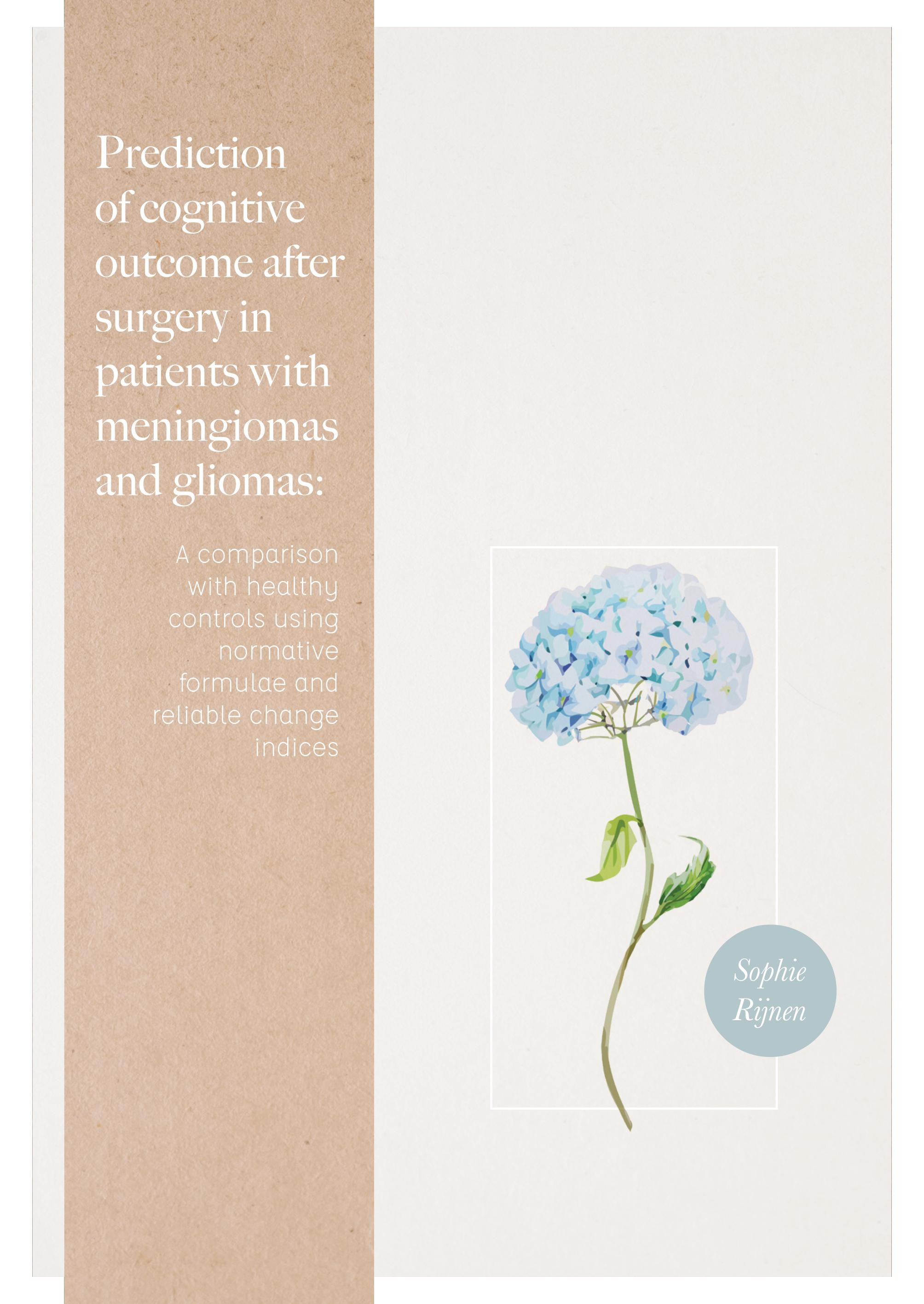 Prediction of cognitive outcome after surgery in patients with meningiomas and gliomas: A comparison with healthy controls using normative formulae and reliable change indices door Sophie Rijnen